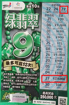 苏州新手彩民运气最佳 中得“绿翡翠”25万 大奖.jpg
