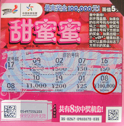 猴年体彩猴赛雷 连云港彩民喜中甜蜜蜜十万元大奖.jpg