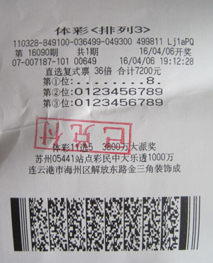 1460018528921020.jpg 就是这么自信 连云港彩民喜中排列3大奖3.7万元.jpg