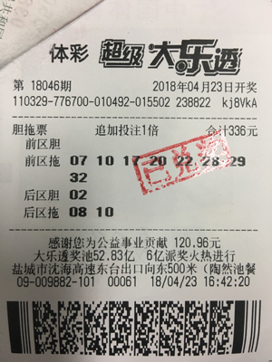 1524816746932747.jpg 盐城购彩者胆拖复式投注喜中大乐透“二等奖”.jpg