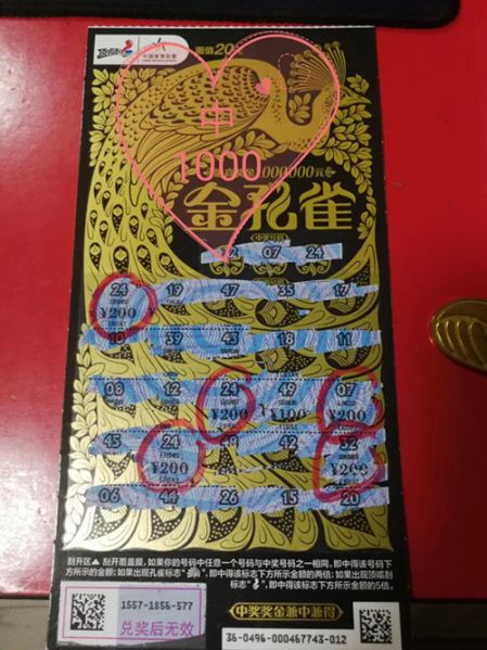 整本包圆 常州购彩者中“金孔雀”1000元和金条_副本.jpg