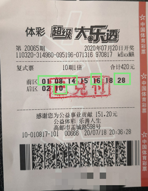 复式多期巧组合   扬州购彩者喜中体彩大乐透二等奖28万多_副本.jpg